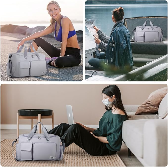 FIORETTO Women's Gym Duffle Bag with Shoes Compartment, 37L Capacity, Ideal for Travel, Gym, Sports, Duffel, Weekender-StrideForce Fitness