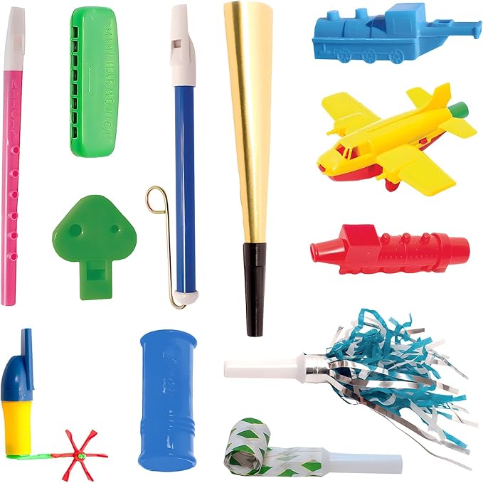 TalkTools Horn Kit | Oral Motor Placement Therapy | Improve Speech, Tongue Lip Placement | Reduce or Eliminate Drooling | Abdominal Grading | Controlled Oral Airflow, and Speech Clarity - 12 Tools