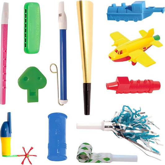 TalkTools Horn Kit | Oral Motor Placement Therapy | Improve Speech, Tongue Lip Placement | Reduce or Eliminate Drooling | Abdominal Grading | Controlled Oral Airflow, and Speech Clarity - 12 Tools