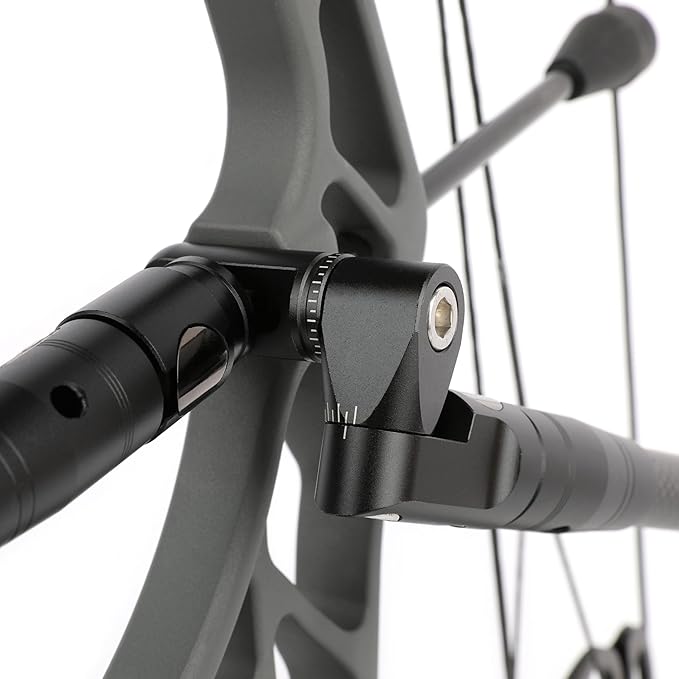 AMEYXGS Archery Bow Stabilizer for Compound Bow, 3K Carbon Fiber 6", 8", 10", 12" 15" Rods, Damping System, Weights Kit, Single Side V-Bar Mount,Quick Disconnect-StrideForce Fitness