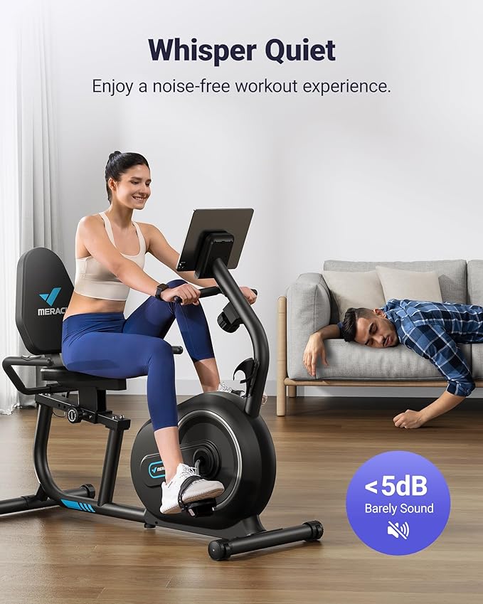 MERACH Recumbent Exercise Bike for Home with Smart Bluetooth and Exclusive App Connectivity, LCD, Heart Rate Handle, Magnetic Recumbent Bikes S08/S23-StrideForce Fitness