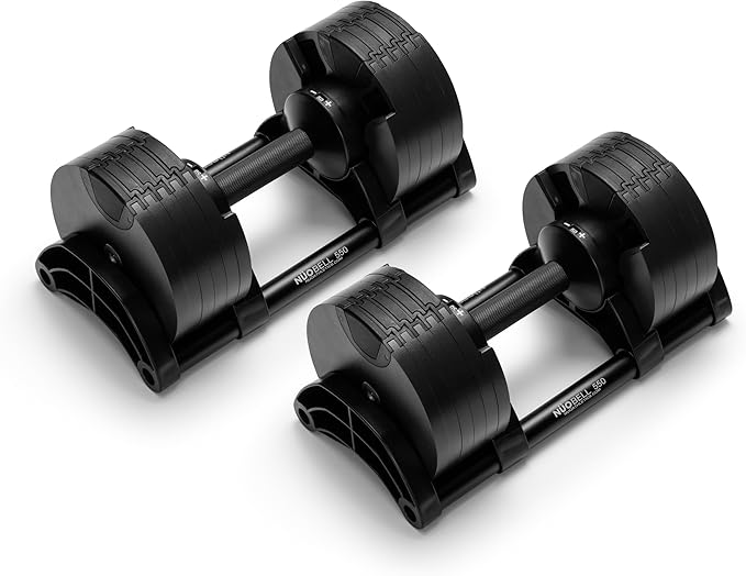 NÜOBELL® Adjustable Dumbbell Set, 5-50 LB or 5-80 LB, Easy Twist 2024-25 Model, All-In-One Weights Set (Pair) for Home, Original Manufacturer-StrideForce Fitness