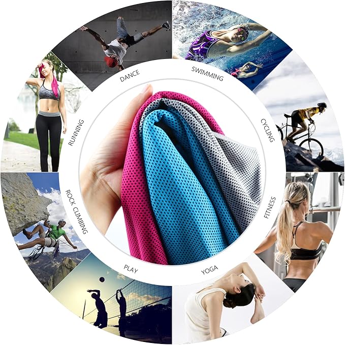 Biange Cooling Towel (Pack of 20, 40"x12") with Pouches for Sports, Workout, Fitness, Gym, Yoga, Golf, Pilates, Travel, Camping & More-StrideForce Fitness