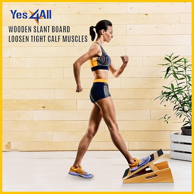 Yes4All Professional Incline Board, Slant Board Calf Stretching, Squat Wedge and Anti-Slip Surface, Portable Side Handle