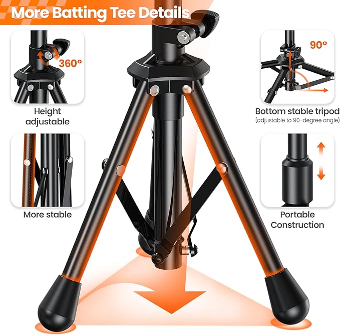 2025 New Upgrade Portable Batting Tee for Baseball/Softball,23.23 to 40.16 Inch Baseball Tee for Kids,Batting Tee,Softball Tee,Youth Hitting Tee,Teeball Tee,Travel Tee,Easy Adjustable Height-StrideForce Fitness