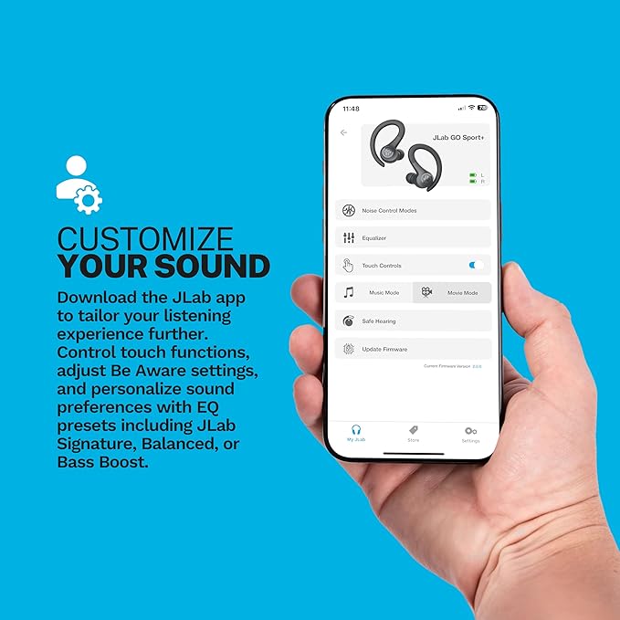 JLab Go Sport+ Wireless Workout Earbuds Featuring C3 Clear Calling, Secure Earhook Sport Design, 35+ Hour Bluetooth Playtime, and 3 EQ Sound Settings (Green)-StrideForce Fitness