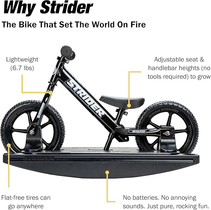 Strider 12” - Helps Teach Baby How to Ride a Balance Bicycle - for Kids 6 Months to 4 Years - Easy Assembly & Adjustments-StrideForce Fitness