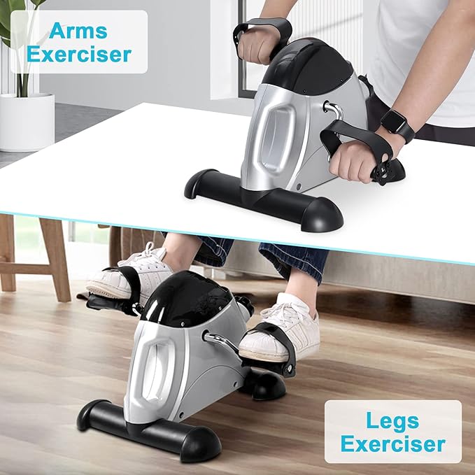 Mini Exercise Bike, himaly Under Desk Bike Pedal Exerciser Portable Foot Cycle Arm & Leg Peddler Machine with LCD Screen Displays-StrideForce Fitness