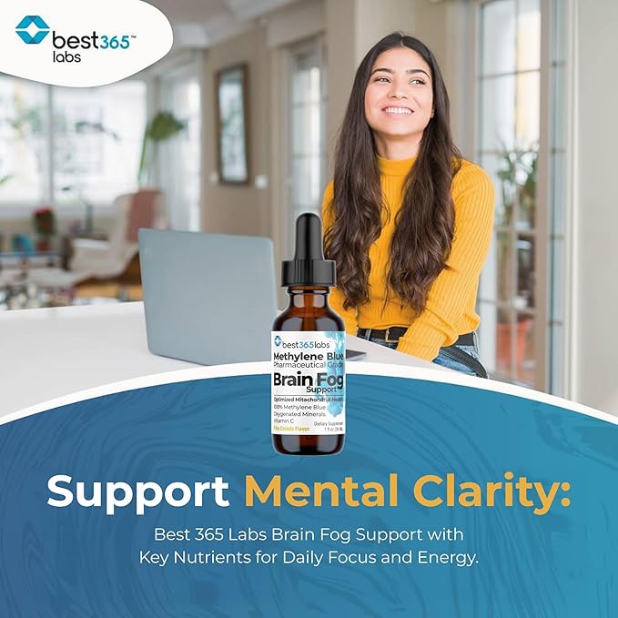 Methylene Blue Pharmaceutical Grade, USP Grade, Third-Party Tested with Vitamin C - Memory Booster - Improves Cognitive Function and Focus - Clear Thoughts and Reduced Fog - Liquid Supplement-StrideForce Fitness