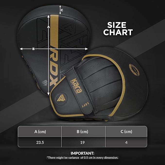 RDX Boxing Pads Curved Focus Mitts, Maya Hide Leather Kara Hook and jab Training Pads, Adjustable Strap Ventilated, MMA Muay Thai Kickboxing Coaching Martial Arts Punching Hand Target Strike Shield-StrideForce Fitness