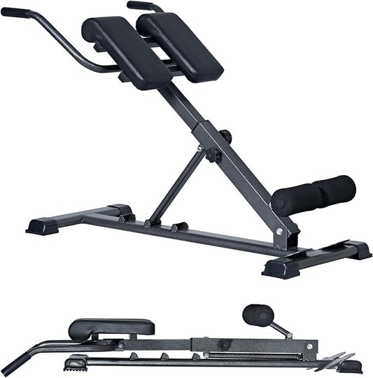 SogesPower Roman Chair Back Extension Machine, Hyperextension Bench for Hamstring,Adjustable and Foldable Exercise Equipment for Home Gym-StrideForce Fitness