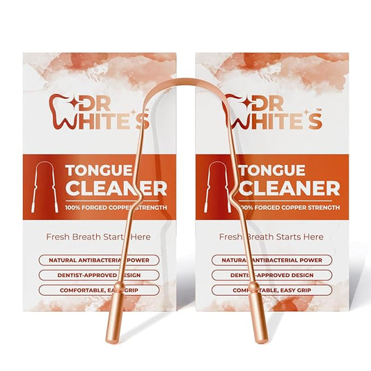 Dr. White’s Copper Tongue Cleaner – Dentist-Formulated Dual-Grip Design for Fresh Breath & Everyday Oral Detox – 100% Forged Copper, For Adults & Kids, Rust-Resistant, Built to Last (2-Pack)