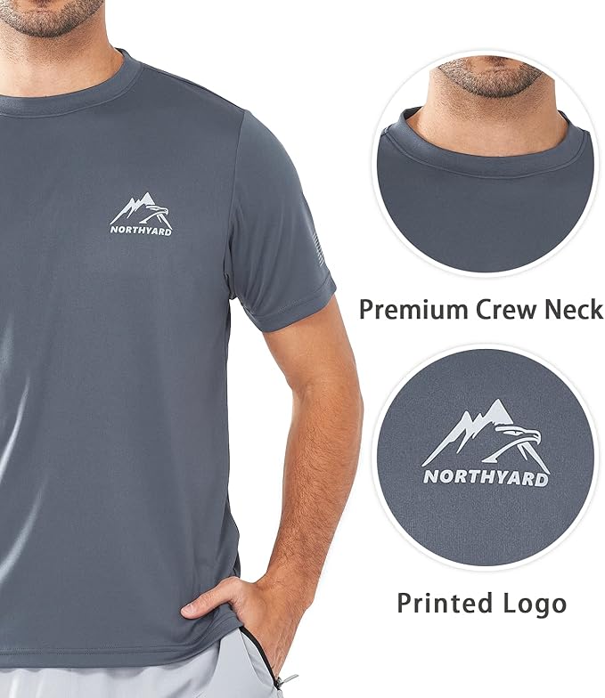 NORTHYARD Men's UPF 50+ Sun Protection Shirts Swim SPF UV Quick Dry Short Sleeve T-Shirts for Athletic Fishing Rash Guard-StrideForce Fitness