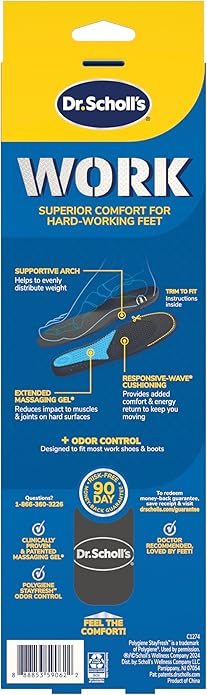 Dr. Scholl's Work All-Day Superior Comfort Insoles with Massaging Gel - Designed for Men & Women with Hard-Working Feet, Eliminates Sore Muscles and Tired Legs, Arch Support Inserts with Odor Control-StrideForce Fitness