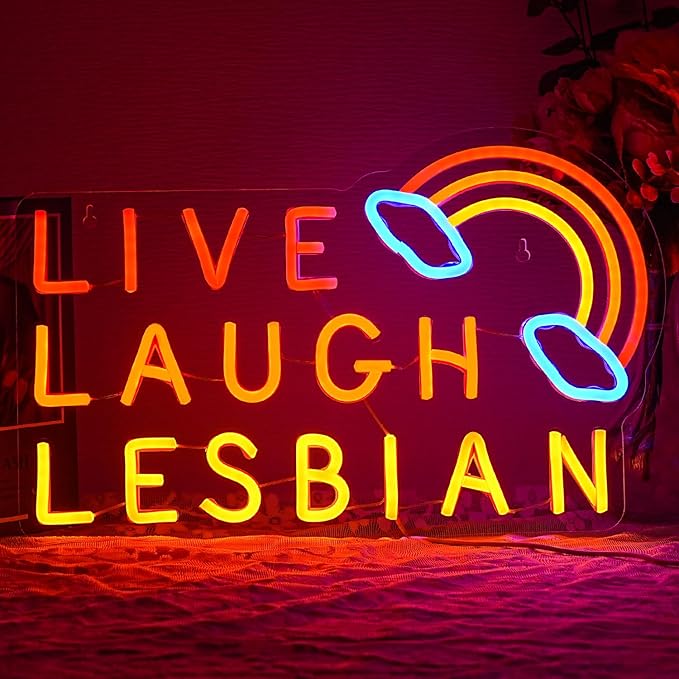 Live Laugh Lesbian Neon Sign Lesbian Neon Light Rainbow LED Neon Lights Gay Pride Day LED Neon Lights for Gay Lesbian Bar Bedroom Store Decoration-StrideForce Fitness