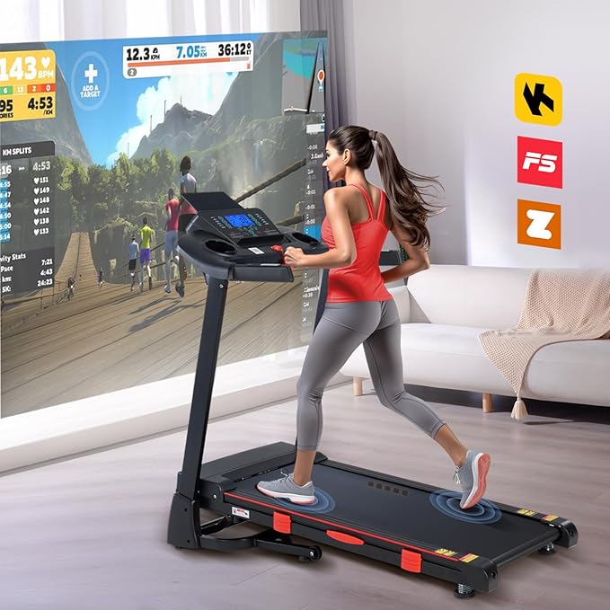 Treadmills for Home, 15% Auto Incline, 0.5-10 MPH, 18" Belt, 3 HP, 350lb Capacity, Foldable, Bluetooth App-StrideForce Fitness