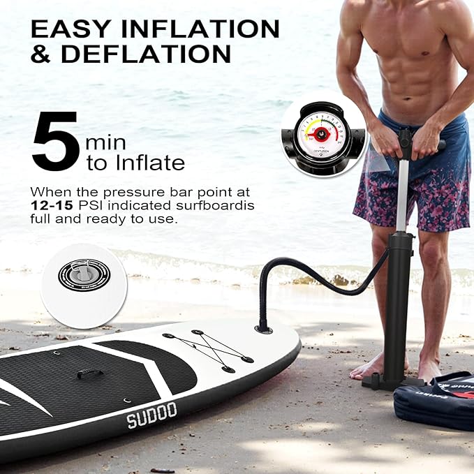 Inflatable Stand Up Paddle Board 10‘x30‘‘- Ultra-Light SUP with Backpack, Pump, Paddle, Coil Leash, 3 Fins, Repair Kit, Stable Design, Non-Slip EVA Deck for Adults & Youth-StrideForce Fitness