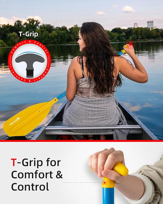 Abahub Adjustable Canoe Paddle Aluminum Shaft, 4'3''-5'3''/130cm-160cm, Floatable Oar for Canoeing Boating Kayaking-StrideForce Fitness