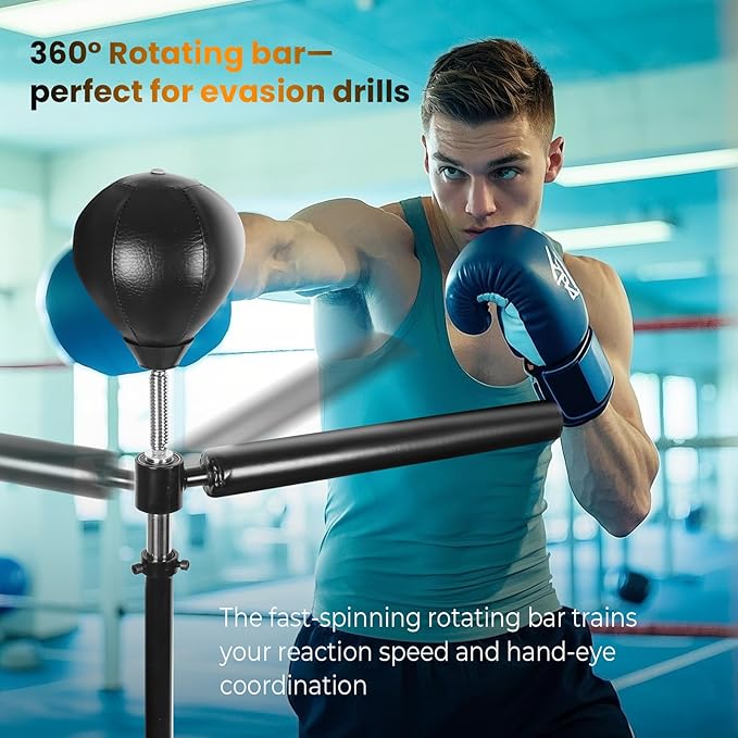 INNOLIFE Boxing Bar Height Adjustable Spinning Bar with Punching Bag Boxing Speed Trainer for Home Gym-StrideForce Fitness