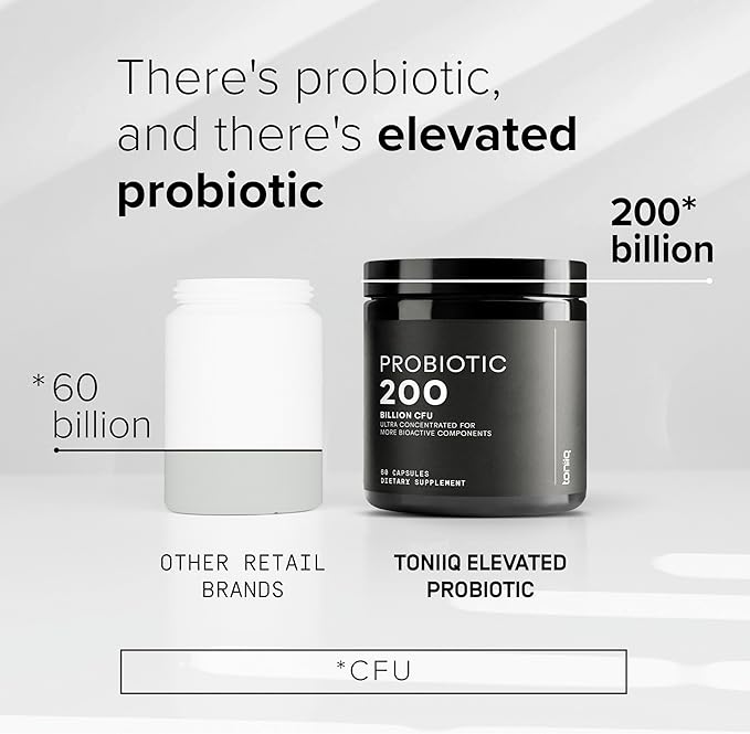 Toniiq 200 Billion CFU Probiotic Supplement 30 Verified Third-Party Tested Strains - Fully Shelf-Stable Probiotics Formula with Prebiotic Blend - Extended Release Capsules-StrideForce Fitness