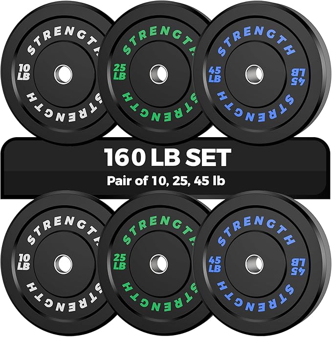 Olympic Rubber Bumper Weight Set - 2 Inch Barbell Plates for Home Gym Strength Training-StrideForce Fitness