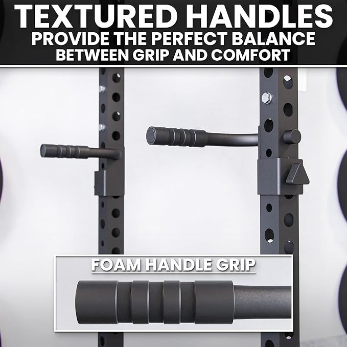 Synergee Dip Station Set of 2 Dip Bar Attachments for Power Racks. Compatible with 2x2 Tube Racks with 1" Holes. Max Capacity 350lbs.-StrideForce Fitness