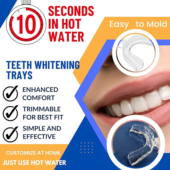 Teeth Whitening Kit 4 Syringes (3ml) New Strongest 44% Carbamide Peroxide Teeth Whitening Gel Light Trays Retainer Case Included Vegan Tooth Whitener