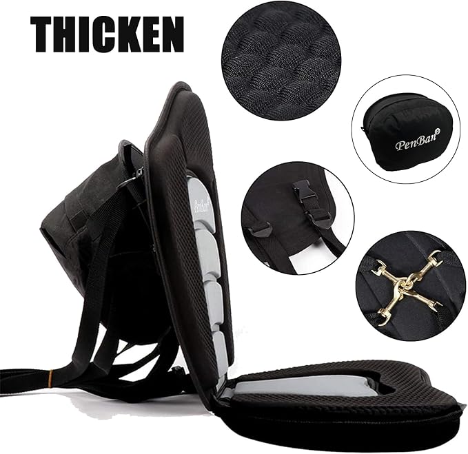 Universal Deluxe Kayak Seat Cushion with Storage Bag for Kayak,Padded Boat,SUP,Canoe,Fishing Boat,Seats with 4 Adjustable Straps-StrideForce Fitness