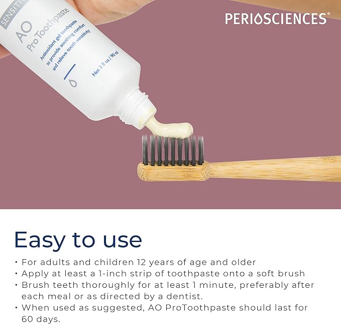 PerioSciences Sensitive AO Pro Toothpaste with Nano Hydroxyapatite 3 fl oz / 90ml - Pack of 2
