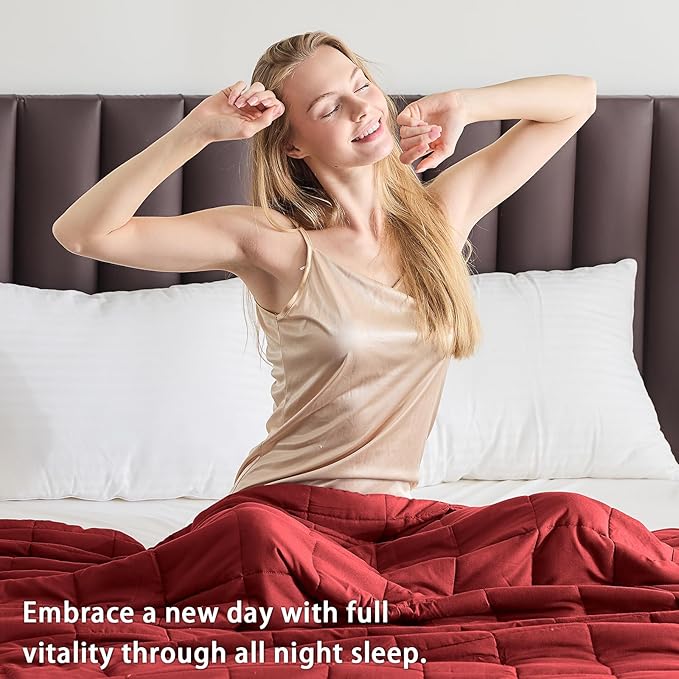 King Size Weighted Blanket for Adults (30 lbs, 80” x 87”, Red) Cooling Heavy Blanket for Sleeping Perfect for 290-310 lbs, Breathable Blanket for Adults & Couple All Season, Machine Washable-StrideForce Fitness