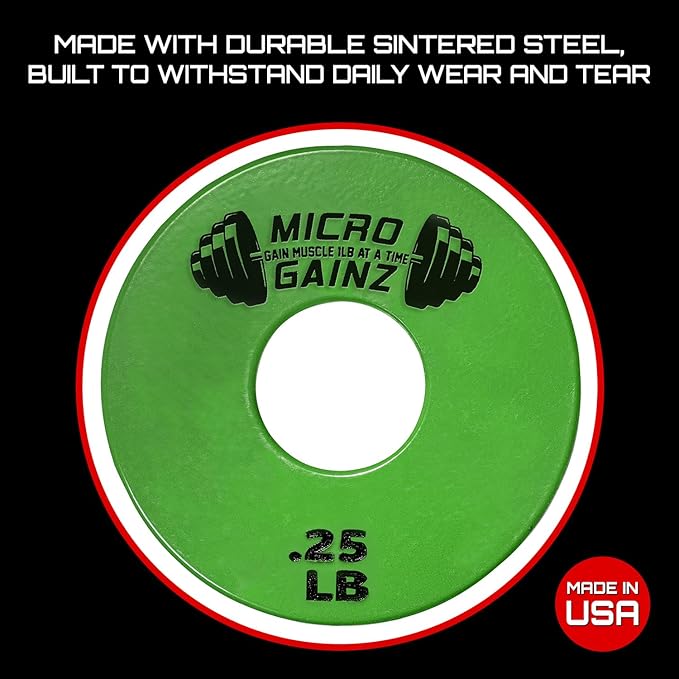 Micro Gainz Standard 1-Inch Center Hole Fractional 8 Piece Weight Plates with Bag, Designed for Standard 1-Inch Dumbbell & Barbell for Strength Training and Weight Lifting, Made in USA-StrideForce Fitness