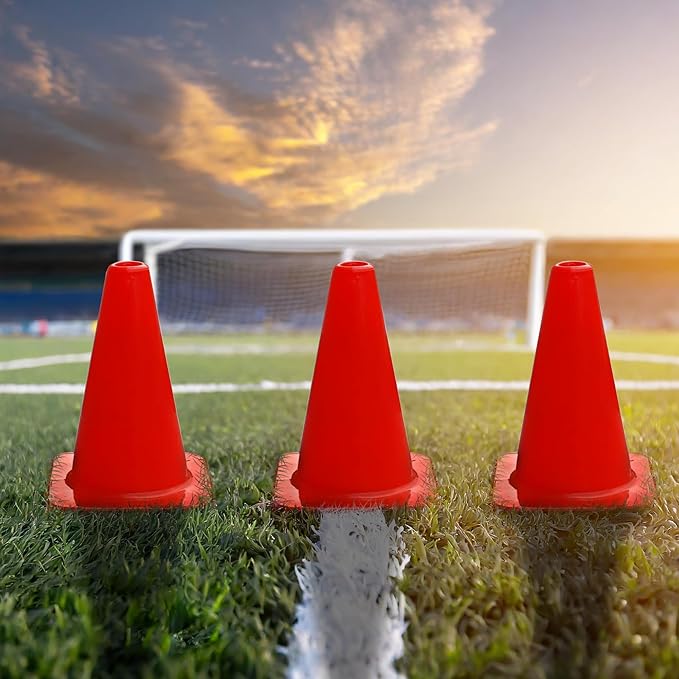 6, 9, 12, 18, 28 Inch Sports Training Traffic Cones - Durable Orange Cones for Soccer, Football, Basketball, Agility Drills, Parking, Safety, Road Use (Set of 12)-StrideForce Fitness