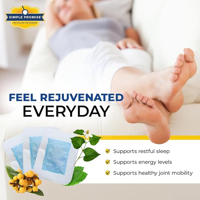 Simple Promise - Xitox Deep Cleansing Foot Pads - Supports Restful Sleep & Helps Remove Tension - Natural Herbal Ingredients for Feet - Comfortable Adhesive & Easy Peel - 30 Foot Patches - Mint Aroma-StrideForce Fitness