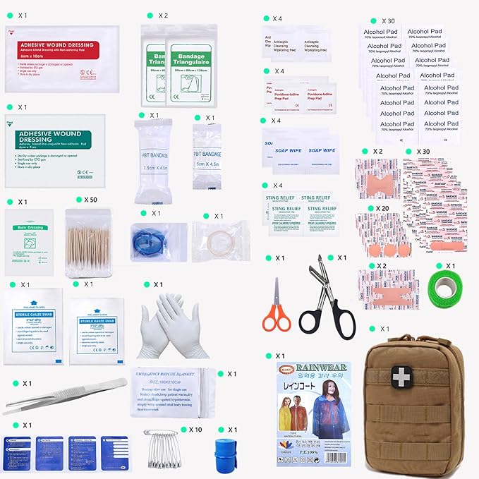 EMT Pouch MOLLE Ifak Pouch Tactical MOLLE Medical First Aid Kit Utility Pouch Carlebben (with Medical Supplies Tan)-StrideForce Fitness