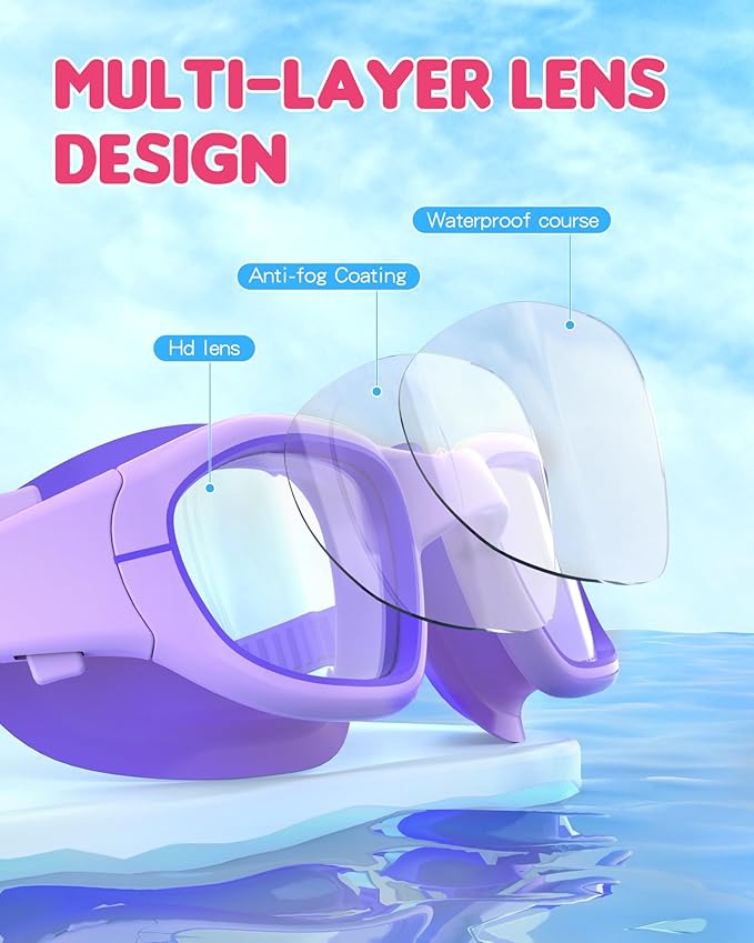 Kids Swim Goggles,Swimming Goggles for Kids 6-14, Anti-Fog UV Protection Pool Glasses for Boys Girls-StrideForce Fitness