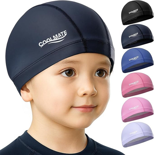 COOLMATE Fabric Swim Cap for Adult Women Men Kid 3 4 6 8 14 16, Silicone Water Resistant Layer, Cloth Swim Cap Gifts for Swimmers, Lightweight for Pool, Lap Swimming (1 pc)-StrideForce Fitness