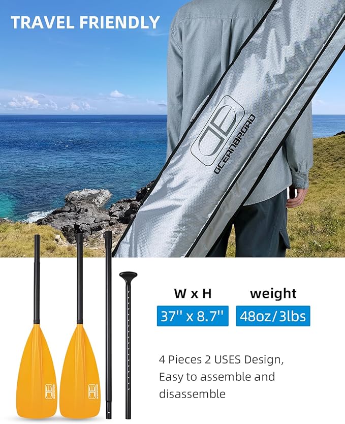 OCEANBROAD SUP Paddle - Adjustable Stand-Up Paddle for Paddleboard Kayak, Adjustable Aluminum Alloy Shaft with Reinforced Nylon Blades-StrideForce Fitness