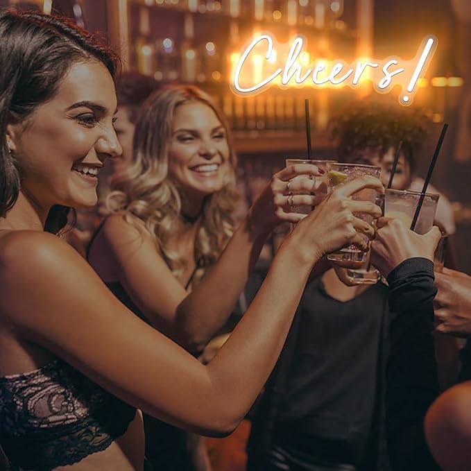 Cheers Neon Sign for Wall Decor LED Neon Cheers Light Sign USB Powered Wall Neon Light up Sign for Party Wall Décor Party Light Home Room Christmas Club Bistro Decor 5v (Warm White)-StrideForce Fitness