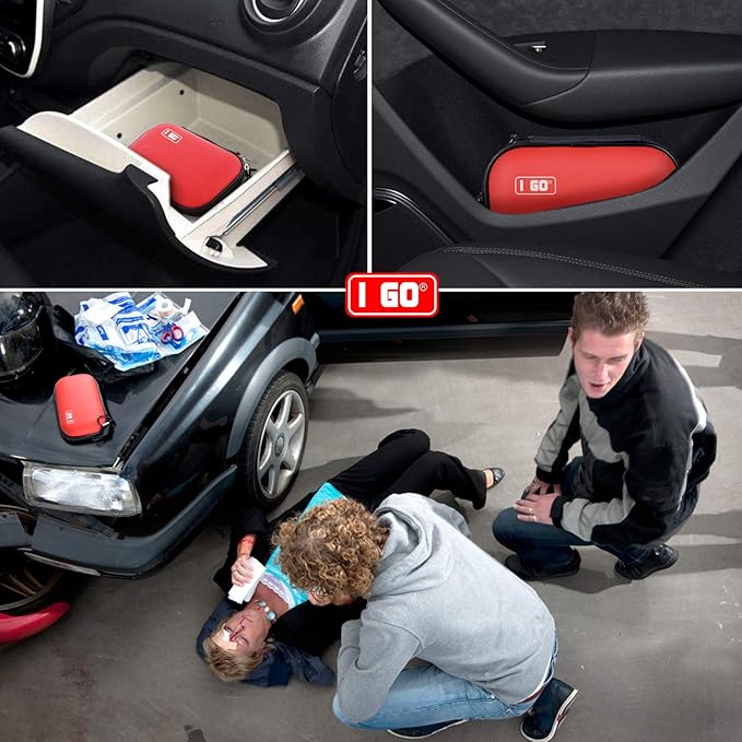 I GO 85 Pieces Hard Shell Mini Compact First Aid Kit, Small Personal Emergency Survival Kit for Travel Hiking Camping Backpacking Hunting Marine Car-StrideForce Fitness