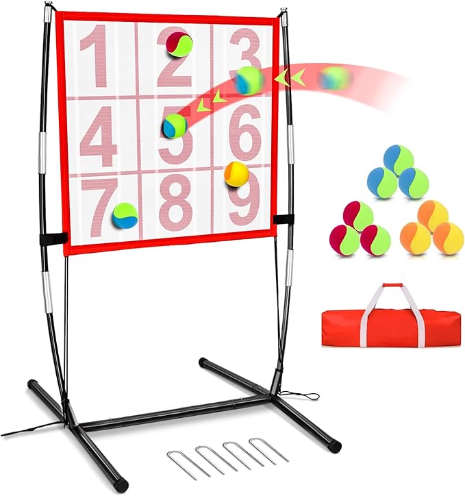 Dart Board for Kids, Kids Dart Board Set with Sticky Balls/Support Frame, Indoor/Sport Outdoor Fun Party Play Game,Easy Set Up and Included Carry Bag-StrideForce Fitness