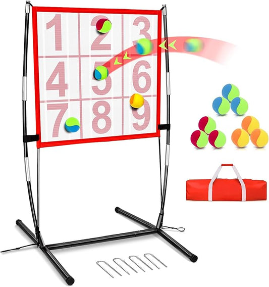 Dart Board for Kids, Kids Dart Board Set with Sticky Balls/Support Frame, Indoor/Sport Outdoor Fun Party Play Game,Easy Set Up and Included Carry Bag-StrideForce Fitness