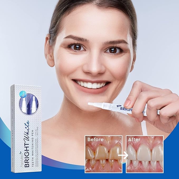 AsaVea Teeth Whitening Pen-2 pens, More Than 20 Uses, Effective, Painless, No Sensitivity, Travel Friendly, Easy to Use, Beautiful White Smile, Natural Mint Flavor
