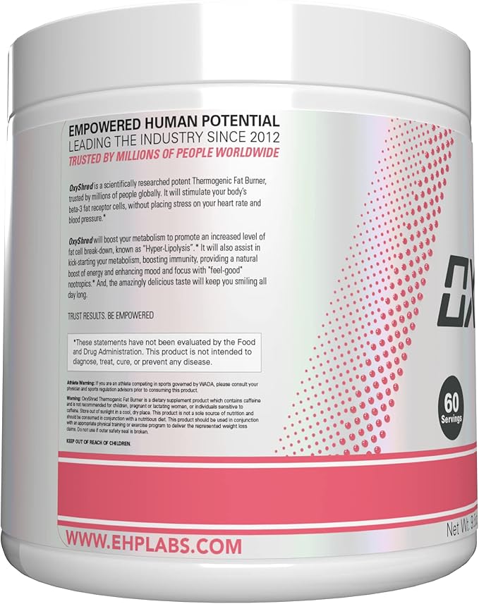 EHP Labs OxyShred Pre Workout Powder & Shredding Supplement - Preworkout Powder with L Glutamine & Acetyl L Carnitine, Energy Boost Drink - Guava Paradise, 60 Servings-StrideForce Fitness