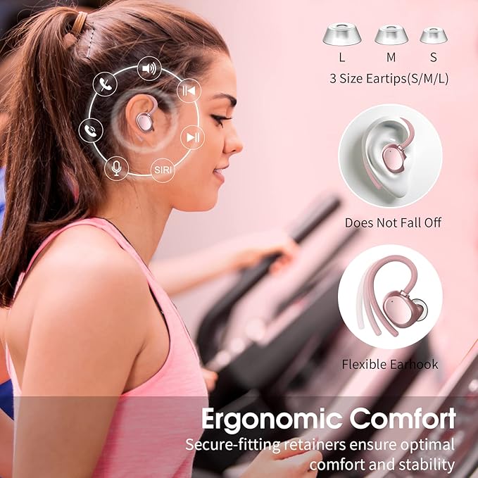 Wireless Earbuds, HiFi Stereo Sport Bluetooth 5.3 Headphones with Earhooks, 48H Deep Bass Headphones with LED Display, Noise Cancelling, IP7 Waterproof Earphones Built-in Mic for Running-StrideForce Fitness