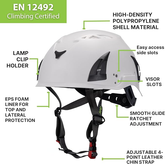 Land Helmets ClimbPro Safety Helmet for Rock Climbing – Lightweight & Durable Hard Shell with Adjustable Chin Strap and Accessory Slots – Ideal for Indoor & Outdoor Adventure-StrideForce Fitness