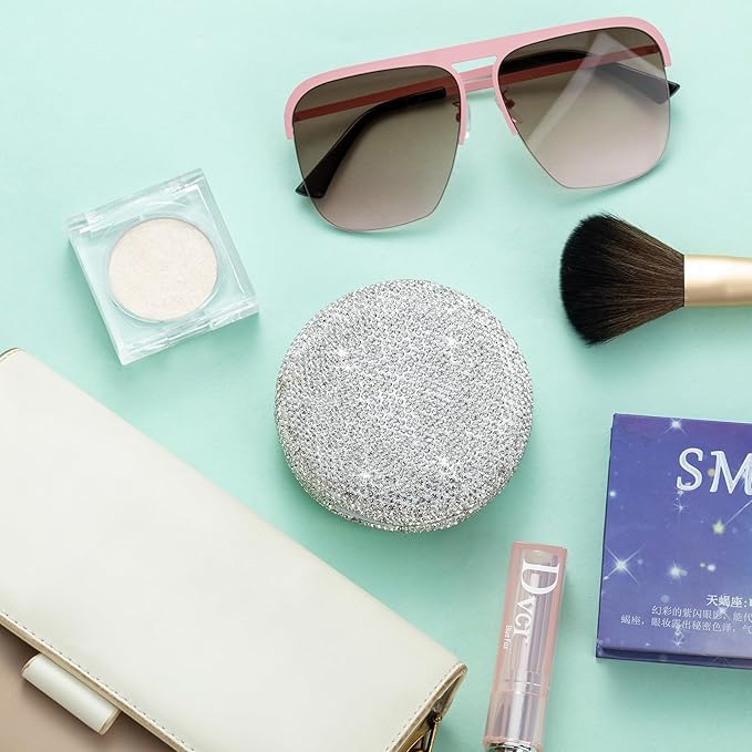 Retainer Case Cute Mouse Guard Case Slim Aligner Case Compatible with Invisalign Bling Night Guard Case Orthodontic Retainer Box Magnetic Denture Holder (Sliver)