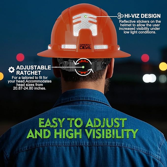 GREEN DEVIL Matrix Full Brim Hard Hat with Headlight Vented Construction Safety Helmet OSHA Approved Cascos De Construccion Work Hardhat for Men&Women-StrideForce Fitness