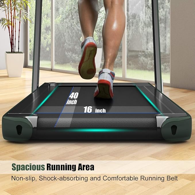 GYMAX Walking Pad, 2.25HP Dual Display Foldable Treadmill for Home with Remote/Smart App Control, Portable Compact Treadmill for Office Under Desk, Folding Running Machine for Small Spaces-StrideForce Fitness