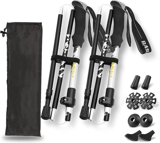 Trekking Poles Lightweight Collapsible Hiking Poles Folding Aluminum Walking Sticks 2 Pack Walking Sticks for Hiking-StrideForce Fitness