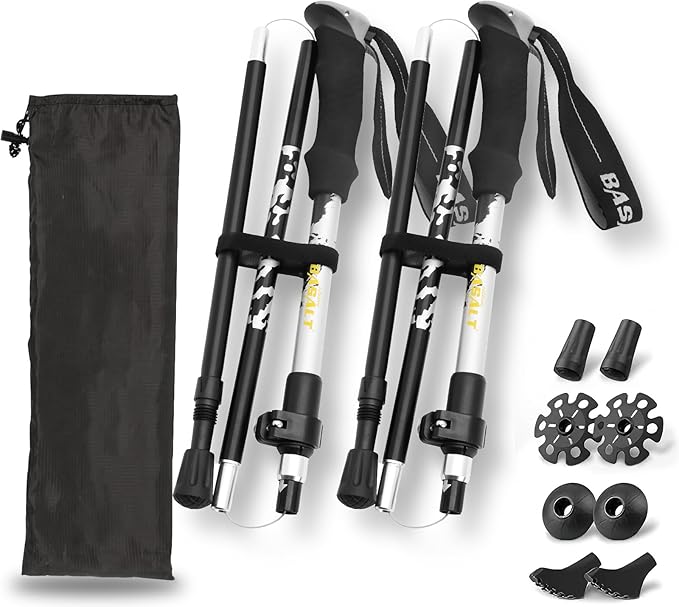 Trekking Poles Lightweight Collapsible Hiking Poles Folding Aluminum Walking Sticks 2 Pack Walking Sticks for Hiking-StrideForce Fitness